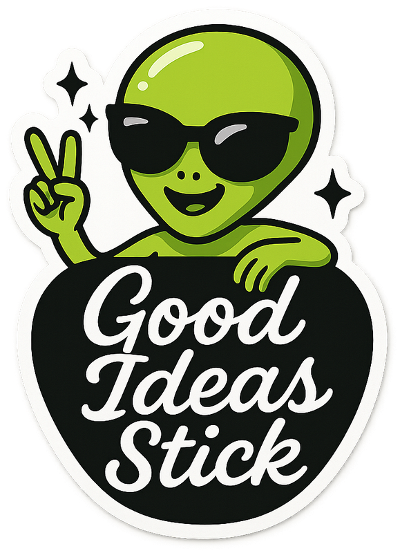 Peel me off! Good Ideas Stick alien sticker design